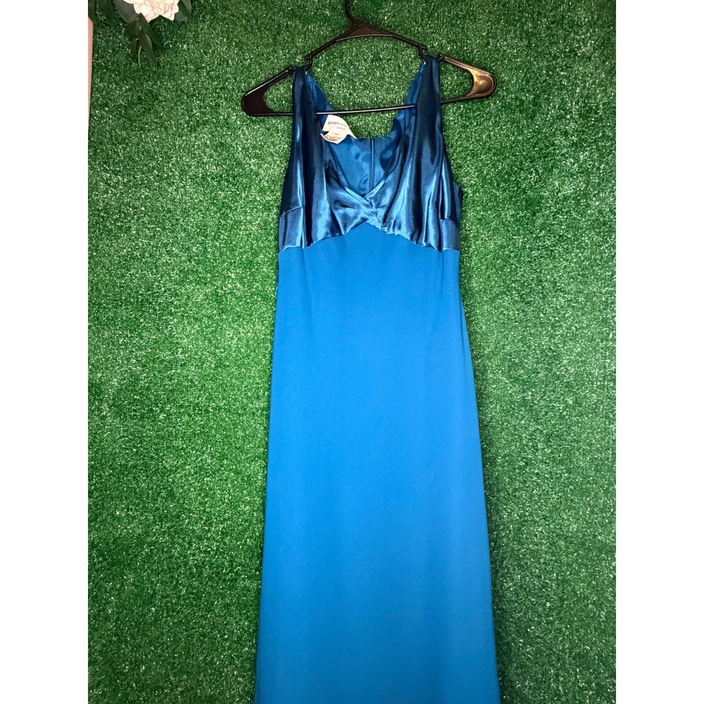 Vintage Evan Picone Teal Blue Satin Slip Dress Size 12